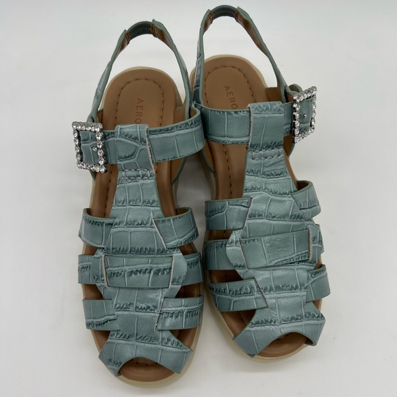 Aerosoles Wagner Platform Sandals Sage Green Strappy Women’s Size 6 - Picture 2 of 12